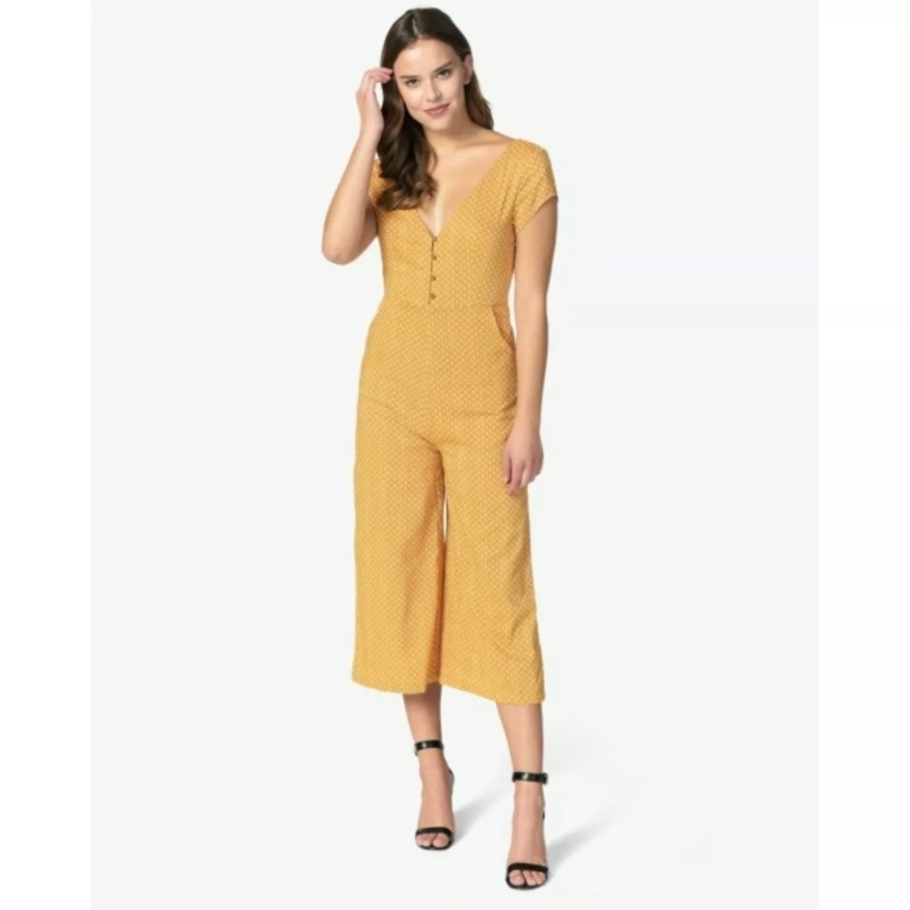 Sage Tova Polka Dot Cropped Wide Leg Jumpsuit